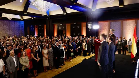 Vista general del salón donde ha tenido lugar la recepción a la colectividad española residente en Egipto. (casareal.es)