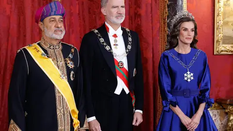 El sultán de Omán durante la cena de gala con los reyes de España. (@casareal)