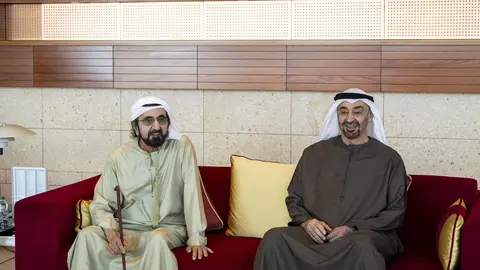 Un momento del encuentro de los líderes este jueves en Abu Dhabi. (WAM)