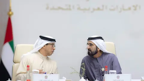 Un momento de la reunión del Gabinete emiratí este miércoles. (Dubai Media Office)