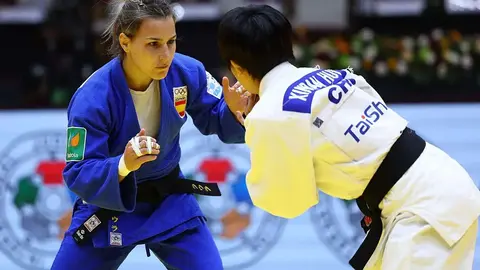 Martínez Abelenda, durante su combate frente a la judoca china Hui. (Fuente externa)