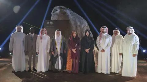 Un omento de la ceremonia, celebrada en el Centro Arqueol&oacute;gico de Mleiha. (WAM)