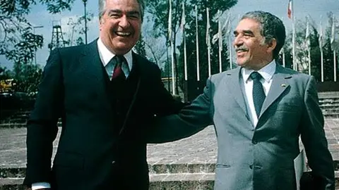 &Aacute;lvaro Mutis -izquierda-, junto a Garc&iacute;a M&aacute;rquez. (Fuente externa)