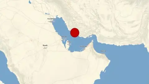El punto rojo marca el epicentro del terremoto. (Fuente externa)