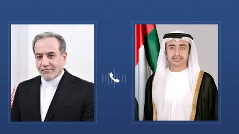 Ministros de Exteriores de Ir&aacute;n y Emiratos &Aacute;rabes. (WAM)
