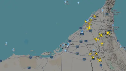 Captura de pantalla de la web de seguimiento de vuelo Fligthradar24 este jueves.