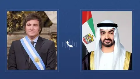 Los presidentes de EAU y de Argentina. (WAM)