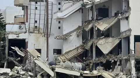 Edificio alcanzado por los bombardeos en el L&iacute;bano. (WAM)