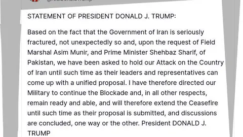 Mensaje del presidente de Estados Unidos en su red social.