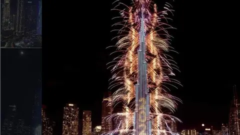 El Burj Khalifa celebra con fuegos artificiales la llegada del a&ntilde;o. (Emaar)