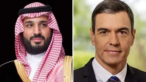 El pr&iacute;ncipe heredero saud&iacute; y el presidente de Espa&ntilde;a. (SPA)