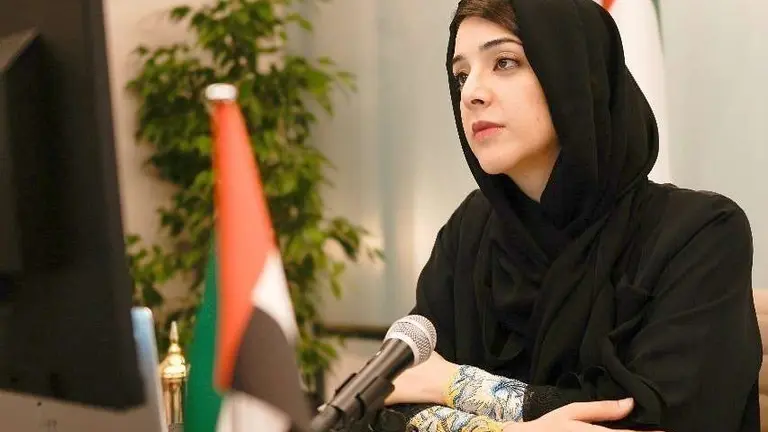 La ministra de Estado para la Cooperaci&oacute;n Internacional, Reem bint Ibrahim Al Hashemy, durante una conferencia de donantes. (WAM)