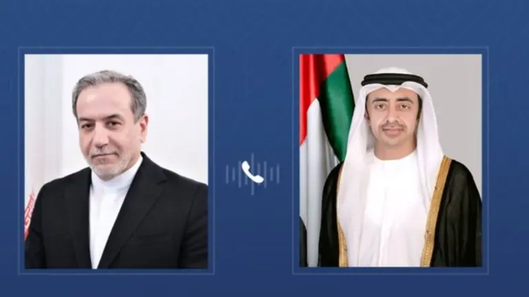 Ministros de Exteriores de Ir&aacute;n y Emiratos &Aacute;rabes. (WAM)