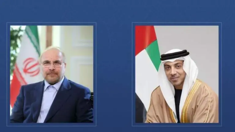 El vicepresidente de Emiratos y el presidente del Parlamento iran&iacute;. (WAM)