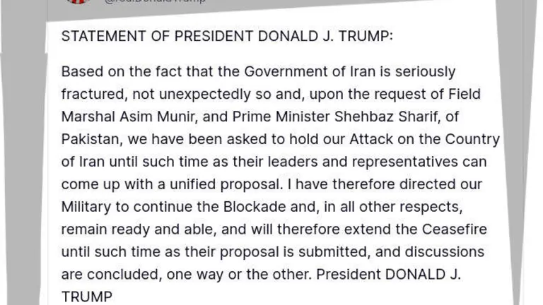 Mensaje del presidente de Estados Unidos en su red social.