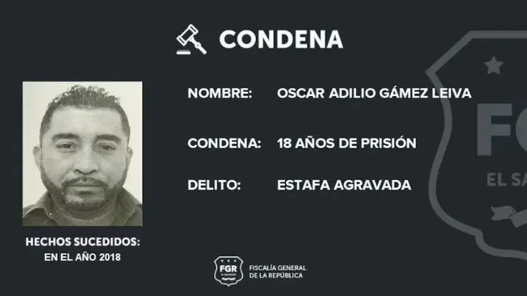 Este fue el anuncio de la condena de la Fiscal&iacute;a General de la Rep&uacute;blica de El Salvador. (X)