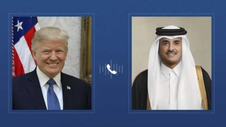 El presidente de EEUU junto al emir de Qatar. (WAM)
