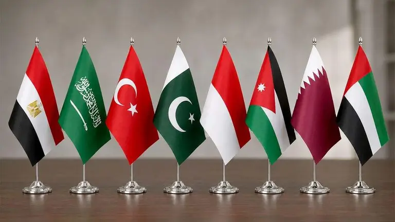 banderas de pa&iacute;ses que condenan el rechazo de Israel a un Estado Palestino. (WAM)
