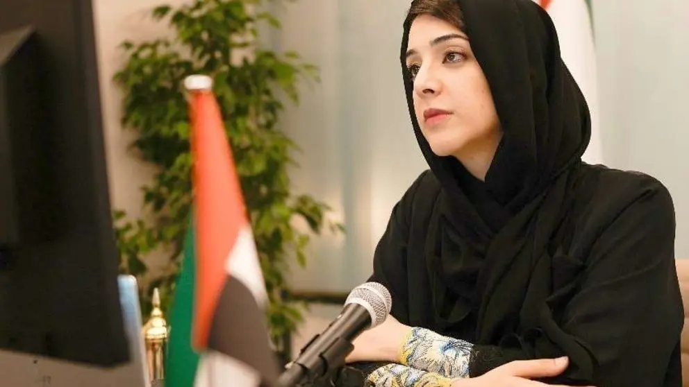 La ministra de Estado para la Cooperaci&oacute;n Internacional, Reem bint Ibrahim Al Hashemy, durante una conferencia de donantes. (WAM)
