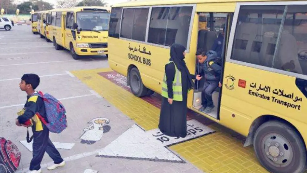 Autobuses escolares en Emiratos. (Fuente externa)