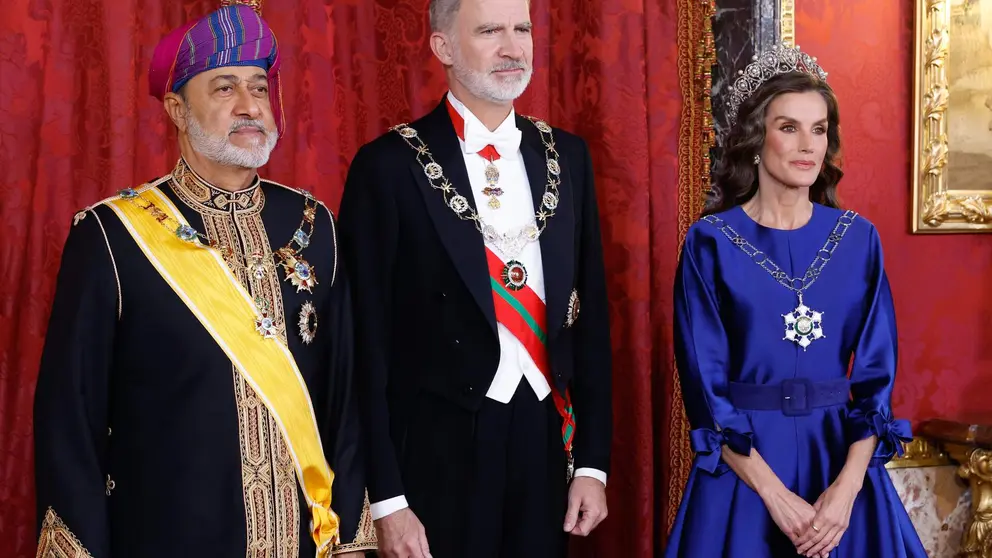 El sultán de Omán durante la cena de gala con los reyes de España. (@casareal)