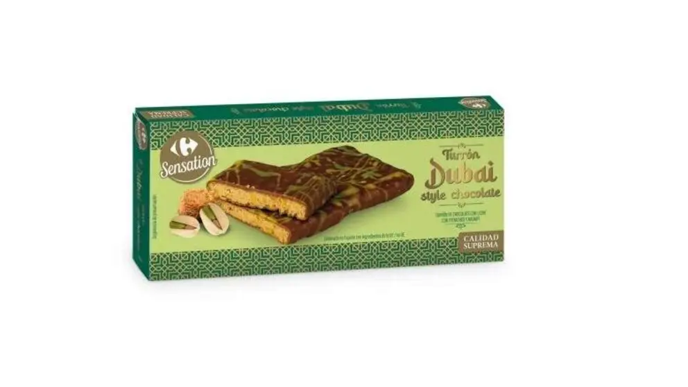 Una tableta de turrón Dubai, a la venta en el mercado español. (Fuente externa)