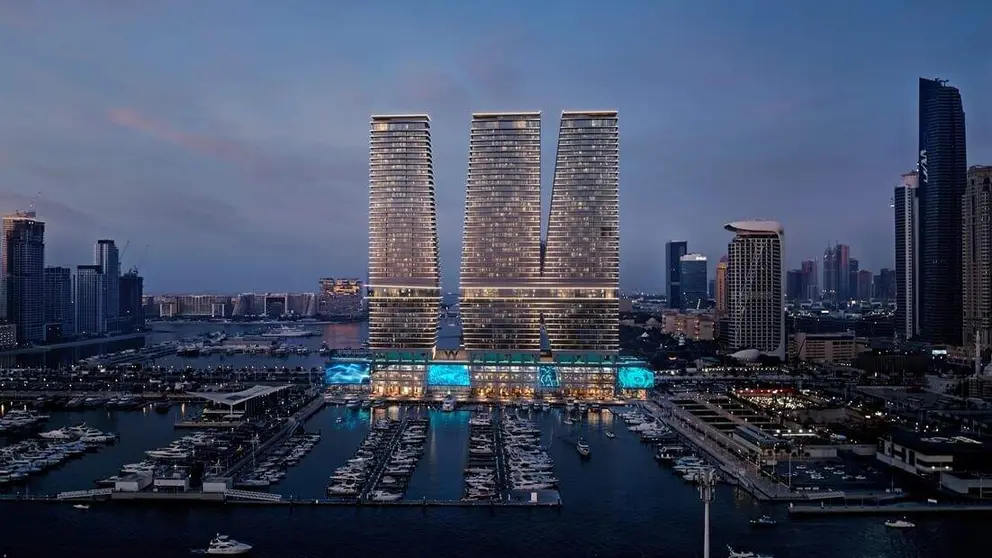 Las tres torres de W Residences en dubai Harbour. (WAM)