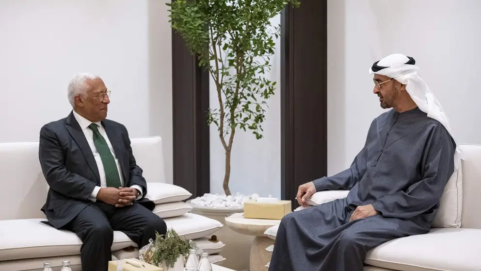 El presidente de EAU y del Consejo Europeo en Abu Dhabi. (WAM)