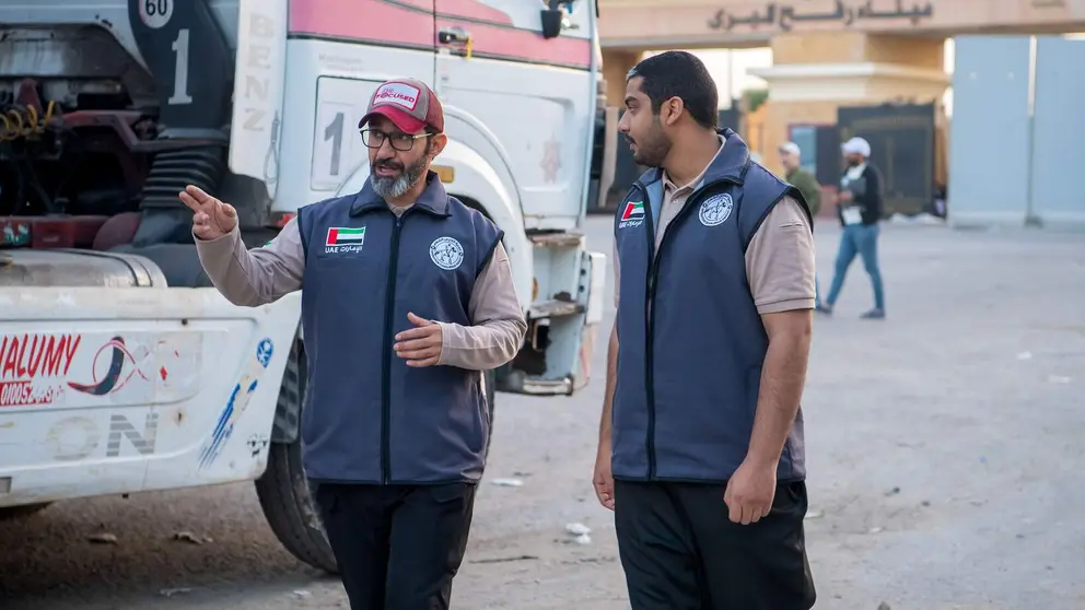 Convoy de ayuda humanitaria de Emiratos &Aacute;rabes Unidos en Gaza. (WAM)