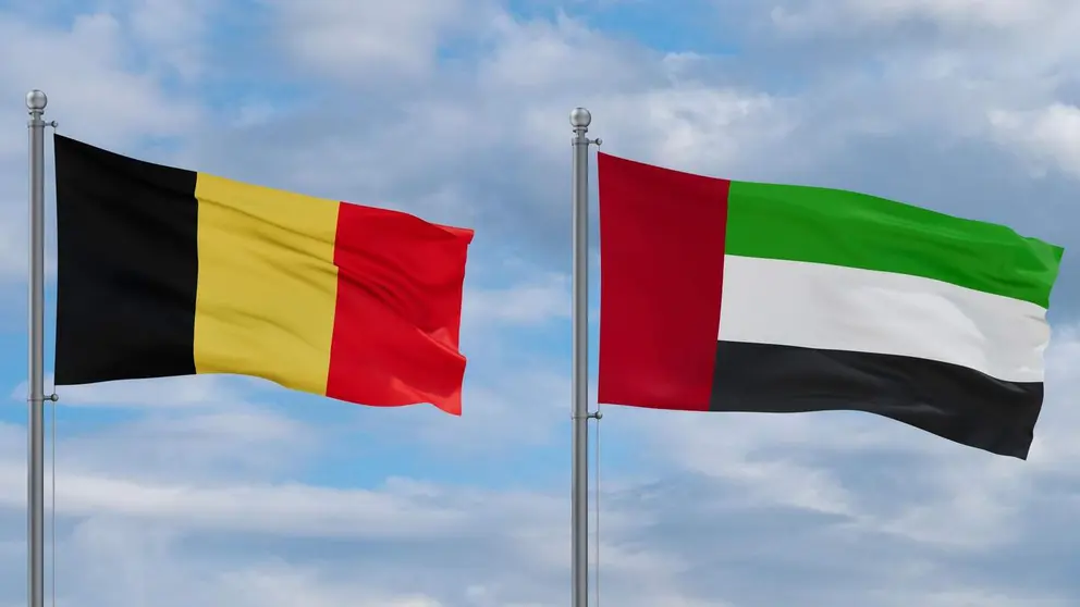 Las banderas de B&eacute;lgica y EAU. (WAM)