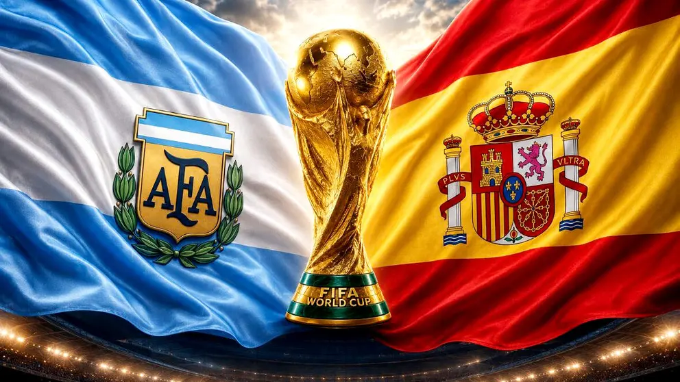 Banderas de Argentina -izquierda- y Espa&ntilde;a. (Fuente externa)