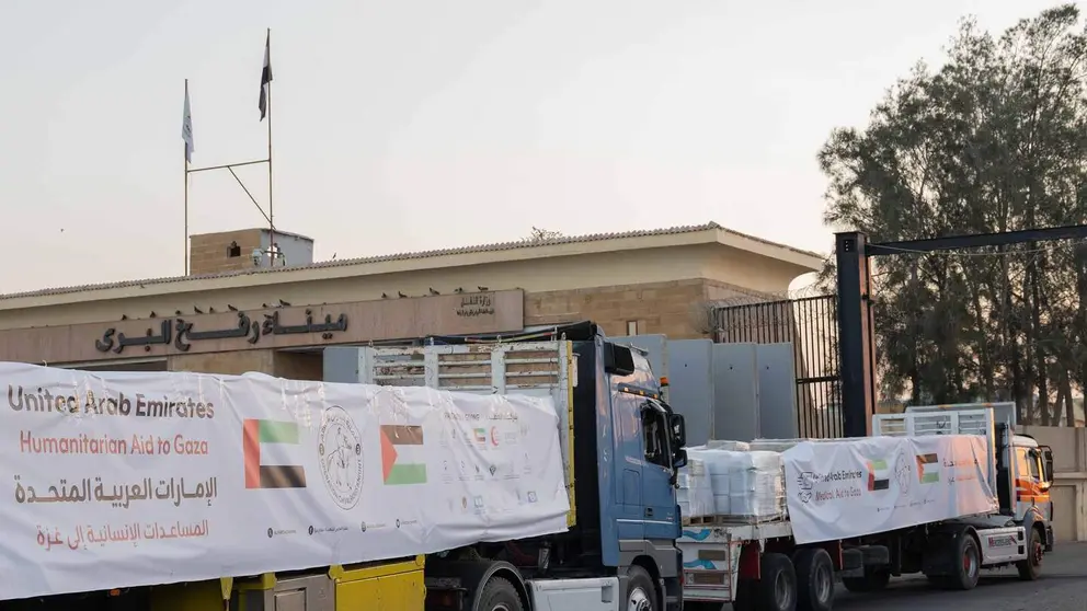Los convoyes con ayuda humanitaria para los palestinos suman  67 camiones. (WAM)