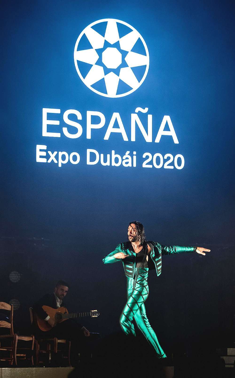 Eduardo Guerrero, sobre el escenario en Expo 2020 Dubai. (Expo Spain 2020)