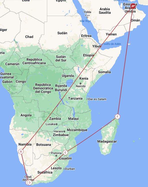 El itinerario del exclusivo viajes. (Google Maps)