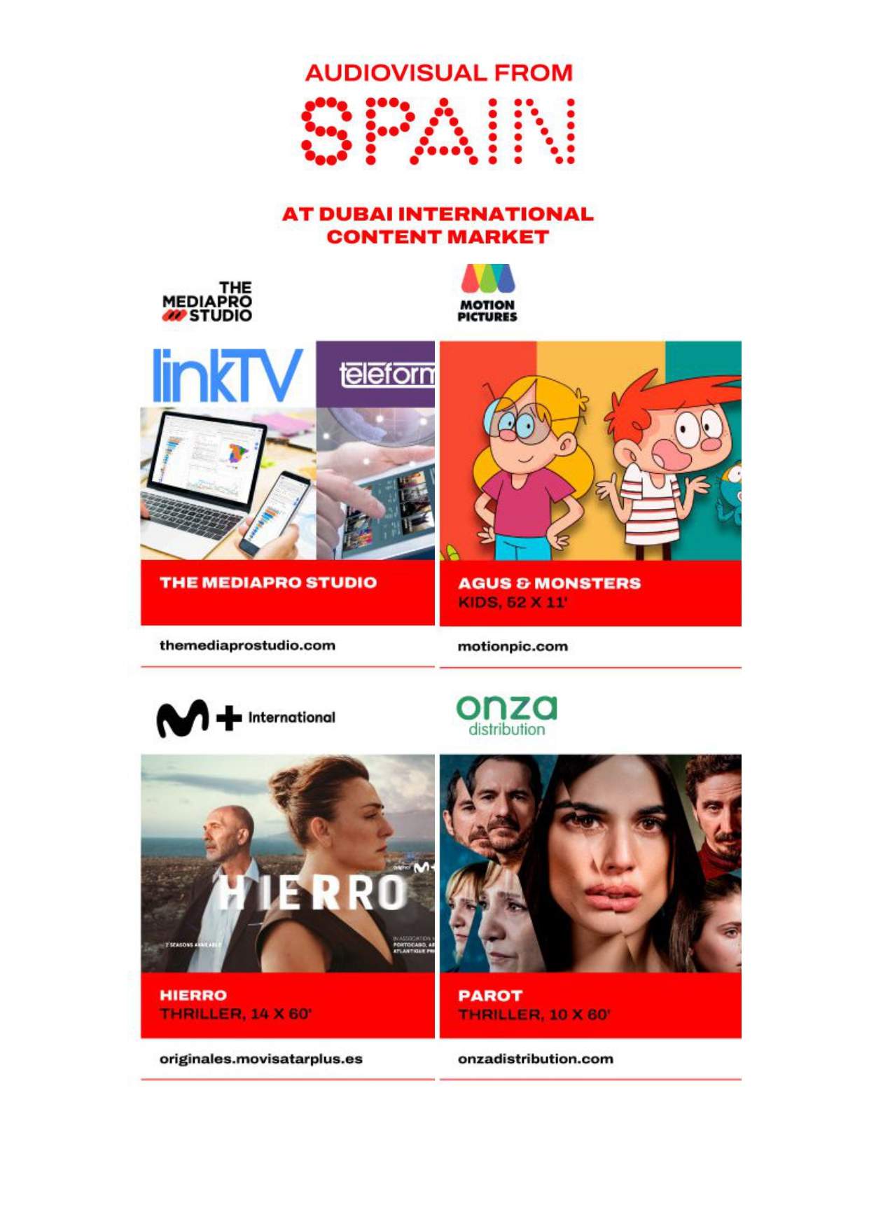 Contenidos españoles que estarán presentes en Dubai International Content Market.