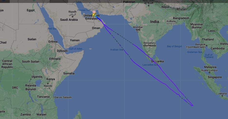 Una captura de pantalla del vuelo en Flightradar24.