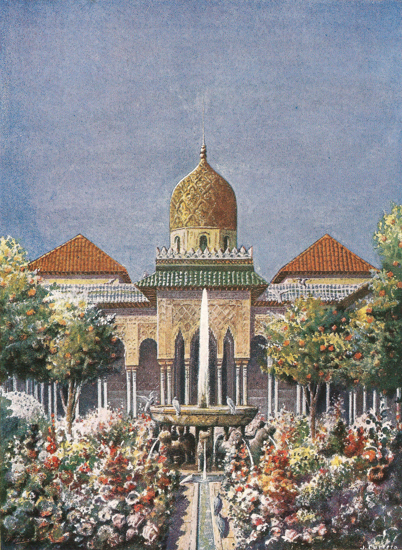 Una invención orientalista del Patio de los Leones, de Juan Carrera. Año 1920. (Imagen cedida por José Tito Rojo)