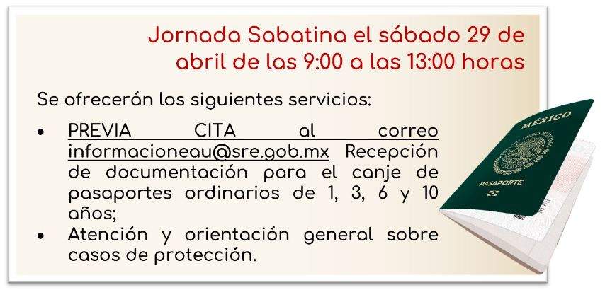 La Jornada Sabatina atenderá a mexicanos en EAU. (Cedida)