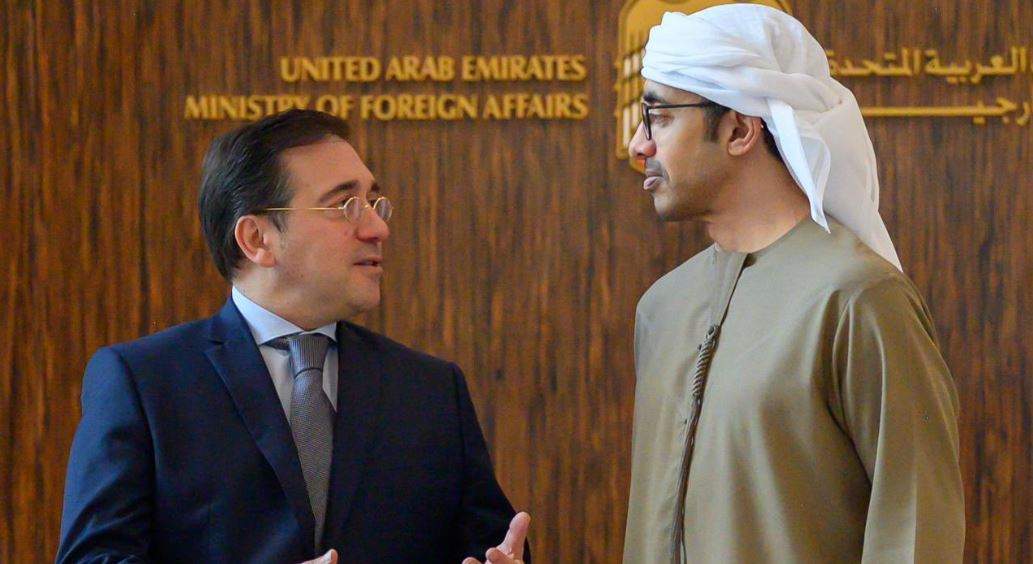 Los ministros de Exteriores de España y Emiratos Árabes en Abu Dhabi. (Twitter)