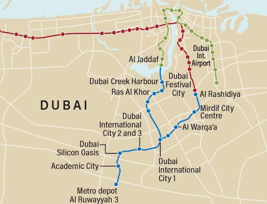 La nueva Línea Azul del Metro de Dubai. (RTA)