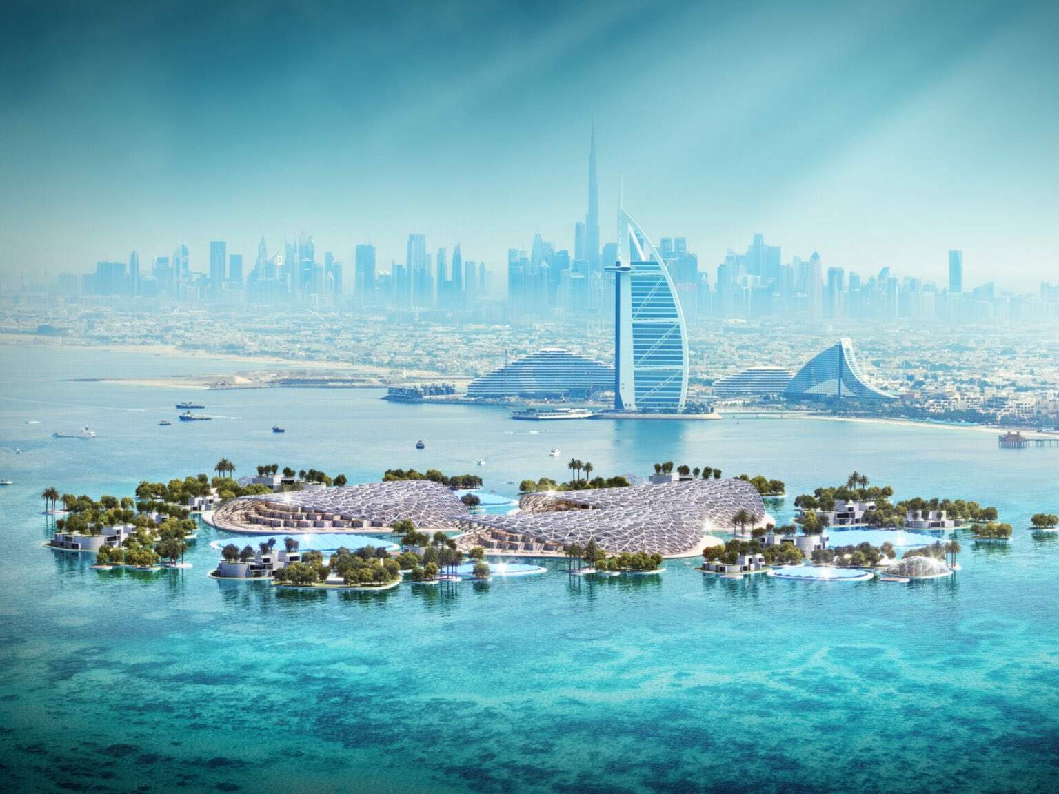 Maqueta de los arrecifes en Dubai. (X)