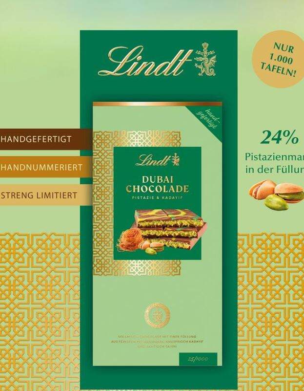 La tabeleta de chocolote de Dubai. (Instagram)