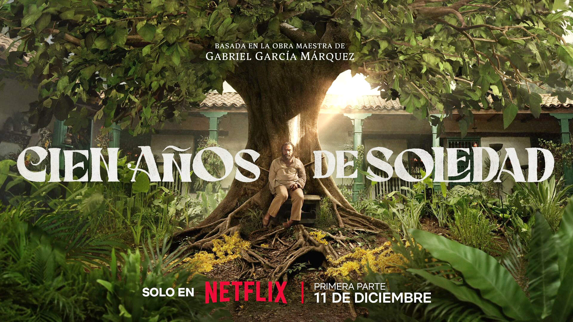 Cartel anunciador de la serie Cien años de soledad, filmada íntegramente en Colombia.