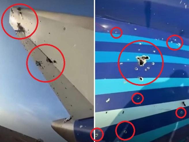 Perforaciones en el fuselaje del avión. (X)