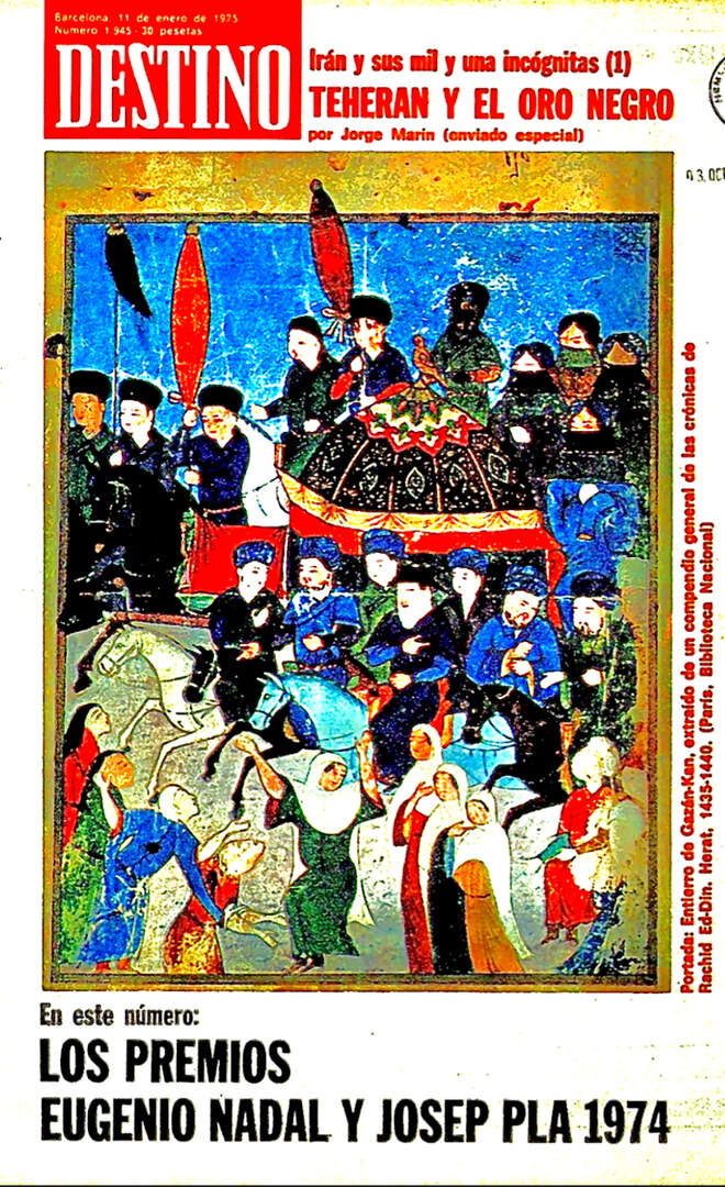 Caratula de la revista Destino dedicada a los premios Nadal en 1974.