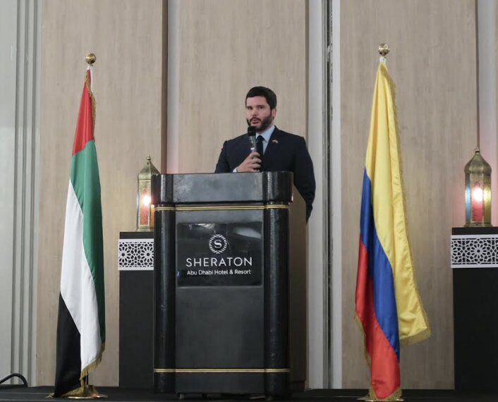 Rl embajador de Colombia durante su discurso. (Cedida)