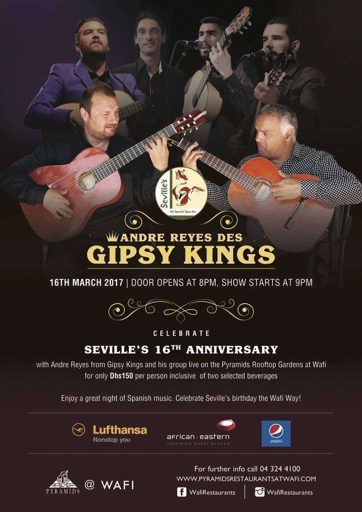 Flyer de Gipsy Kings en el Seville's 2017