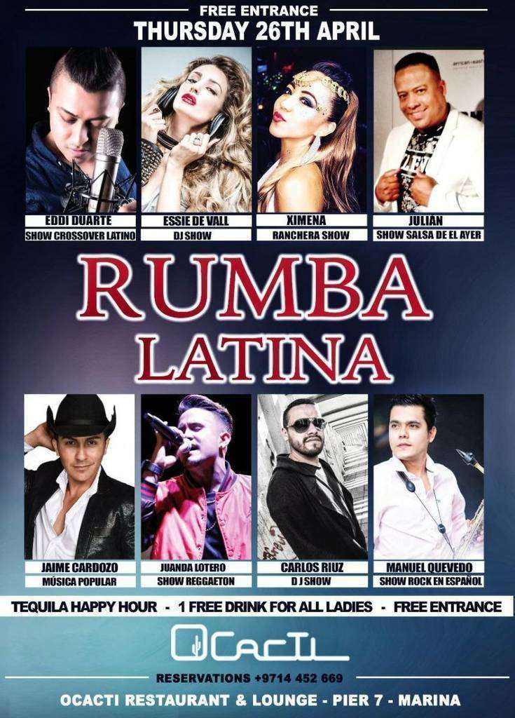 Flyer rumba latina en Ocacti.
