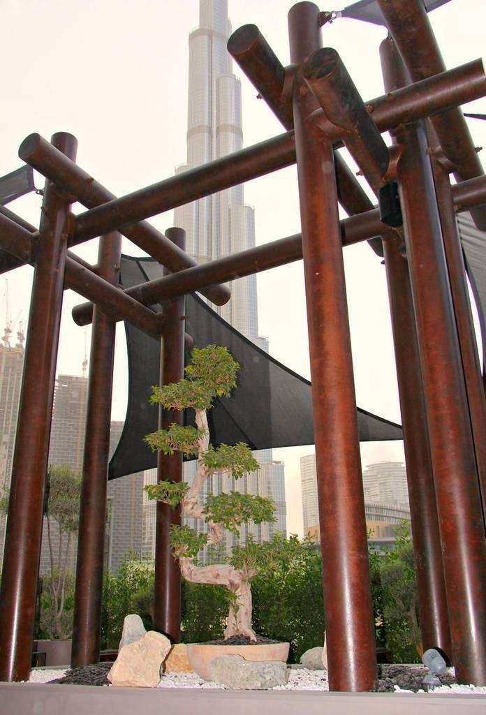 Desde la espectacular terraza de 99 Sushi Bar, presidida por un hermoso bonsai, se tiene una perspectiva privilegiada del Burj Khalifa y de la Fuente de Dubai. (EL CORREO) Desde la espectacular terraza de 99 Sushi Bar se tiene una perspectiva privilegiada del Burj Khalifa y de la Fuente de Dubai. (EL CORREO)