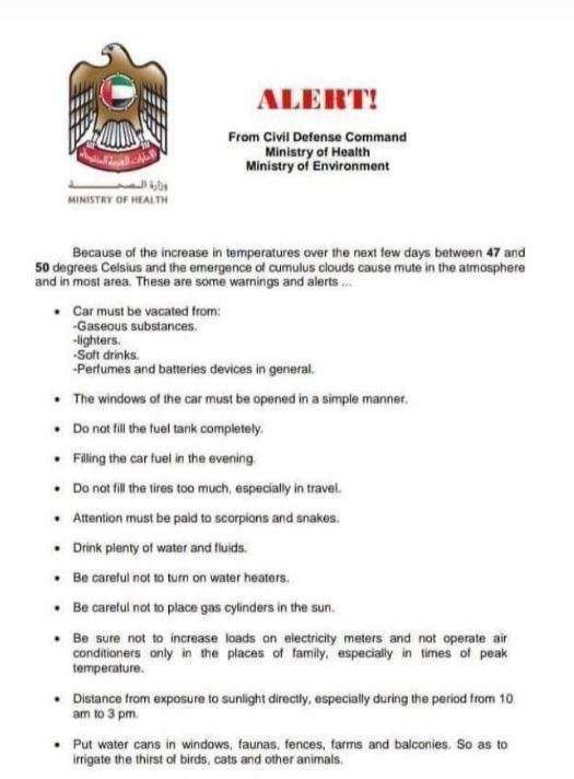 Alerta falsa distrubuída por las redes sociales en EAU